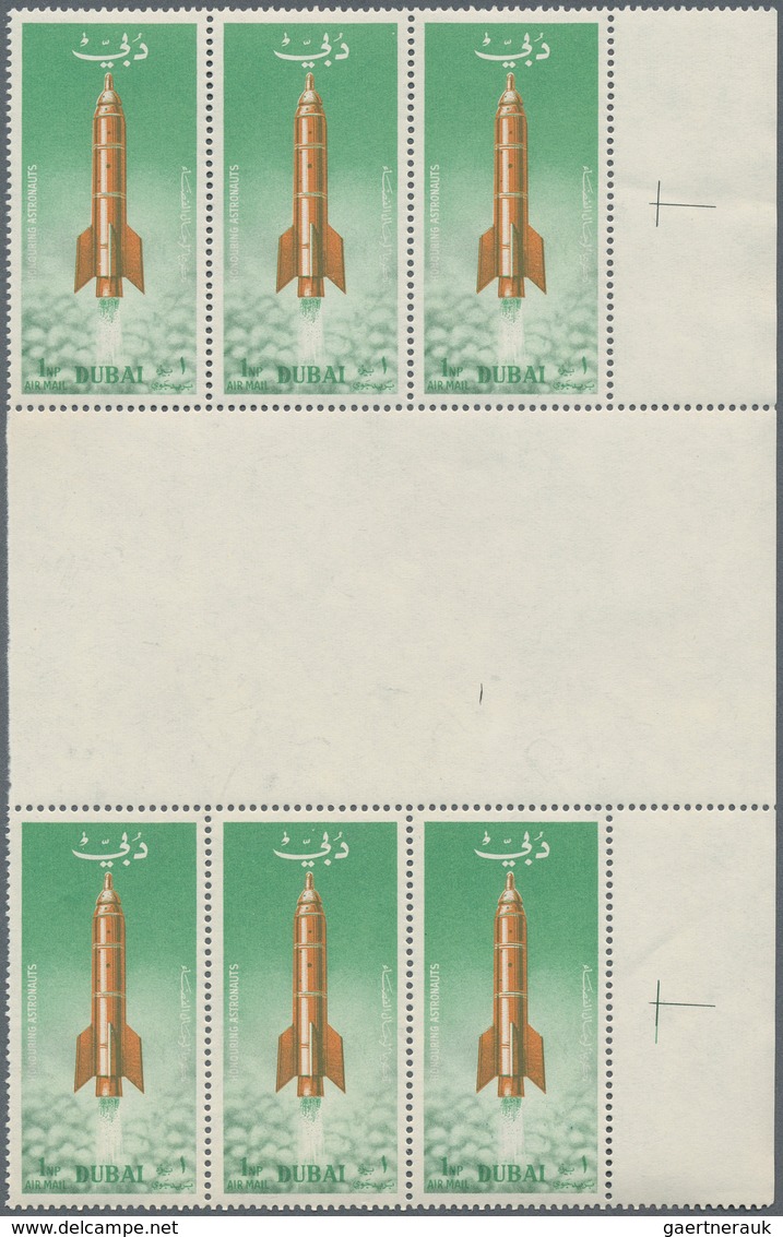 Dubai: 1964, Space Travel 1np. 'Rocket Taking Off' In An Investment Lot With About 5.400 Perf. Stamp - Dubai