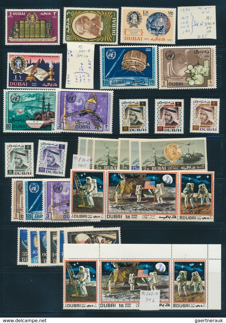 Dubai: 1964/1972, U/m Assortment Incl. Se-tenants, Mini Sheets, Attractive Thematics Etc. - Dubai