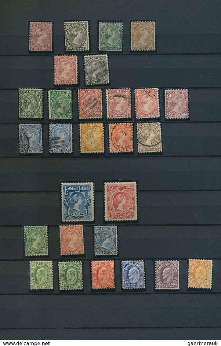 Falklandinseln: 1878/1905 (ca.), Used And Mint Collection Of 44 Stamps, Incl. SG 41/42, 49/50 Etc. - Islas Malvinas