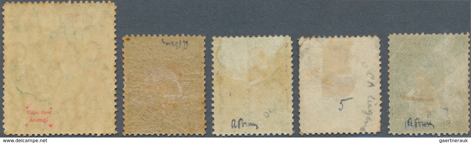 Falklandinseln: 1878/1912, Lot Of Five Stamps, Slightly Varied Condition, Mainly Signed Brun Resp. G - Falkland Islands