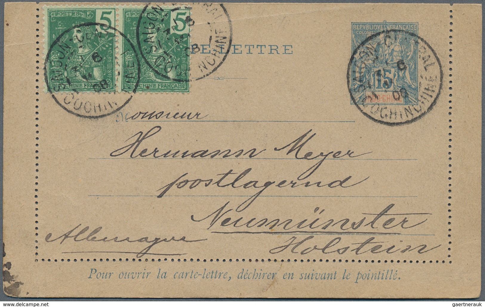 Französisch-Indochina: 1875/1910 (ca.), collection of apprx. 145 covers/cards/stationeries, comprisi