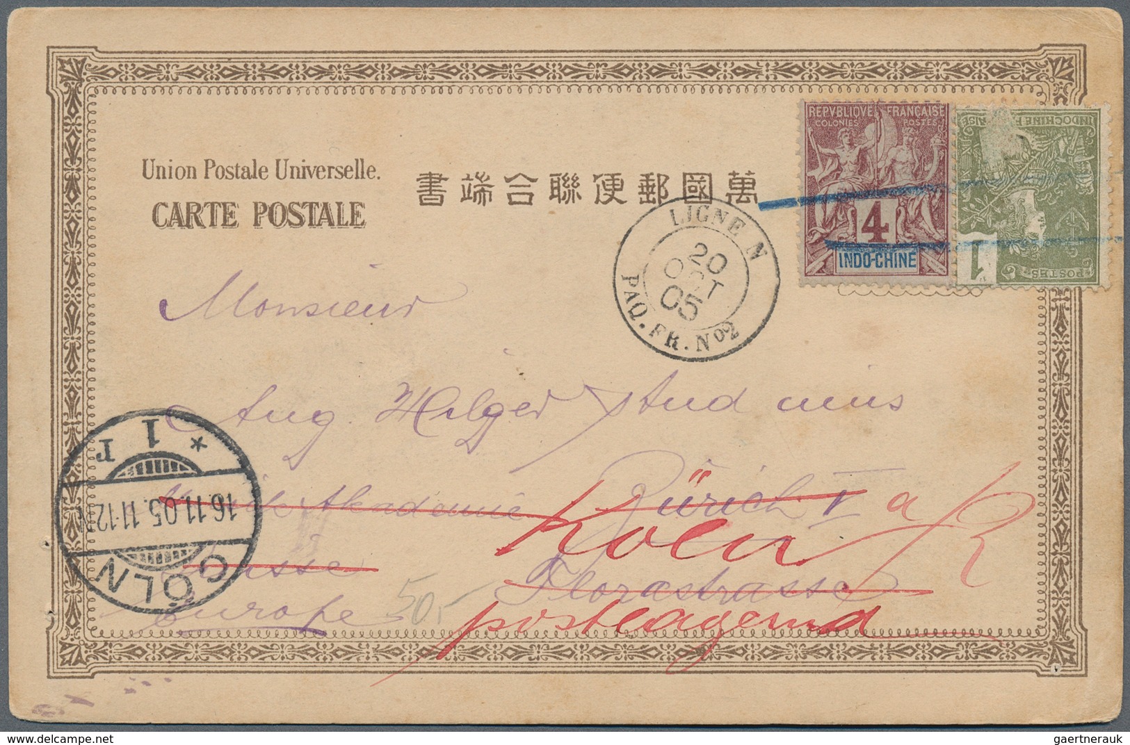 Französisch-Indochina: 1875/1910 (ca.), collection of apprx. 145 covers/cards/stationeries, comprisi