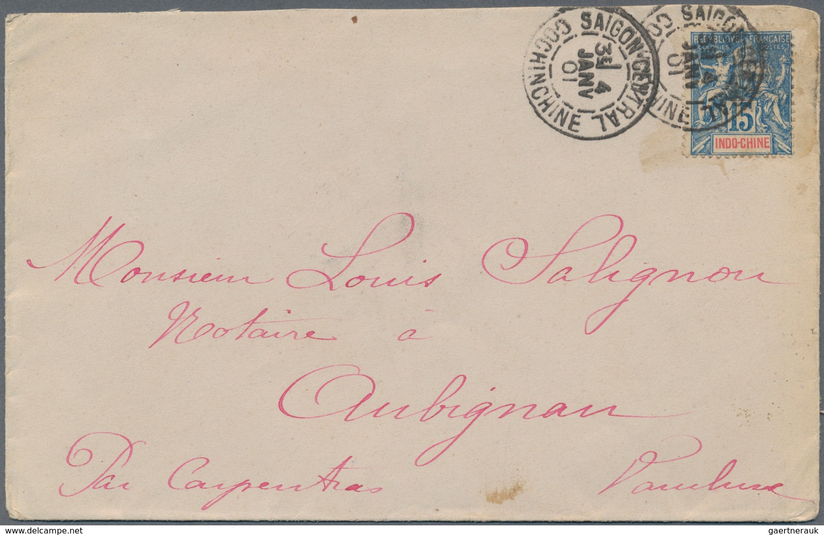 Französisch-Indochina: 1890/1901, correspondence  of 28 covers from Cochinchine to Aubignan/Vaucluse