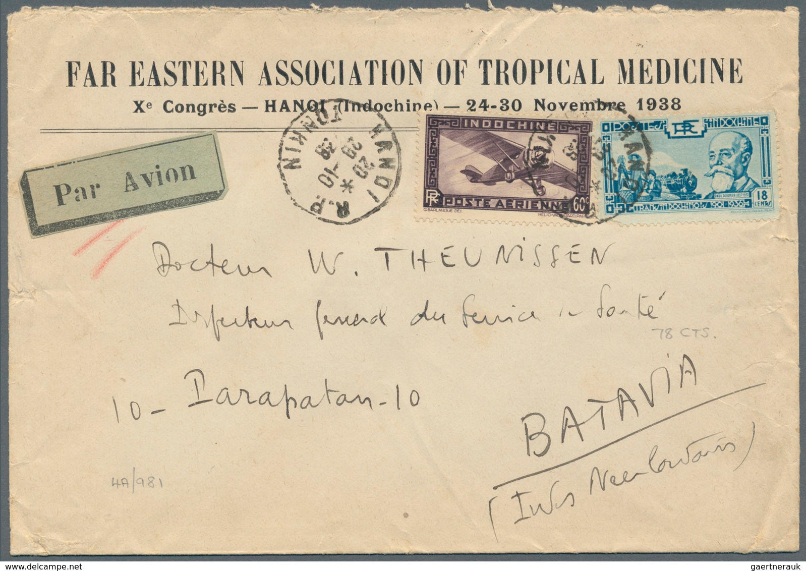 Französisch-Indochina: 1937/38, Correspondence Of Airmails (6) Hanoi - Batavia Via Bangkok, Each At - Nuevos