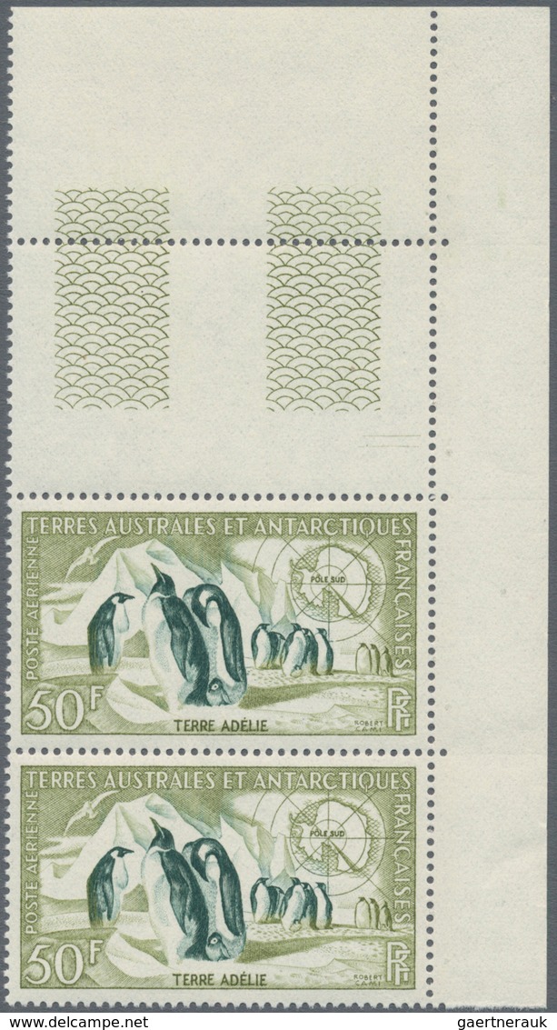 Französische Gebiete In Der Antarktis: 1956, Emperor Penguin Airmail Set Of Two (50fr. And 100fr.) I - Lettres & Documents