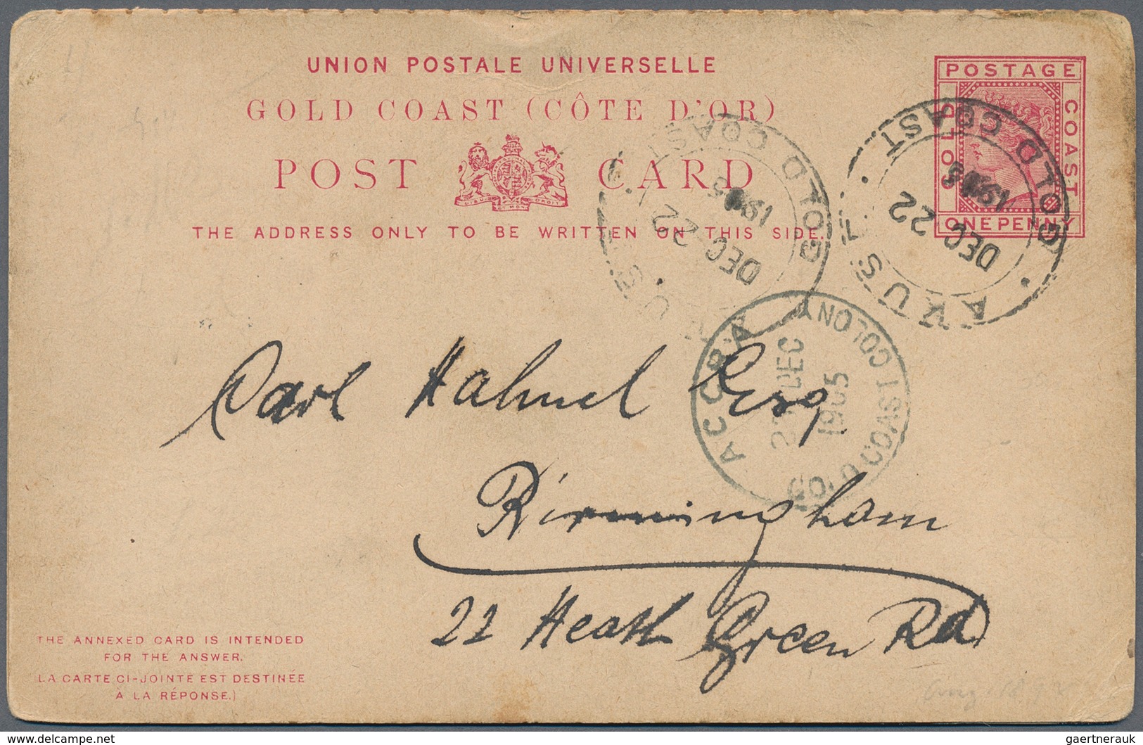 Goldküste: 1894/1952: 36 interesting envelopes, picture postcards and postal stationeries including