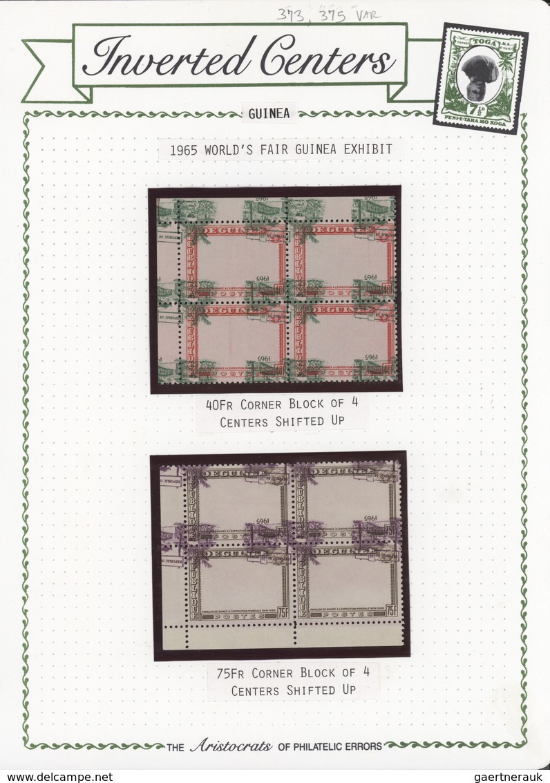 Guinea: 1965: World Fair 40 Fr + 70 Fr, Block Of Fours With Centers Shiftet Up And 50 Fr, Complete S - República De Guinea (1958-...)