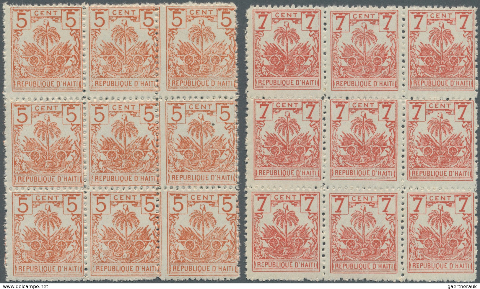 Haiti: 1893/1894, Definitive Issue ‚Palm Tree‘ 5c. Orange And 7c. Red In A Lot With More Than 1.000 - Haití