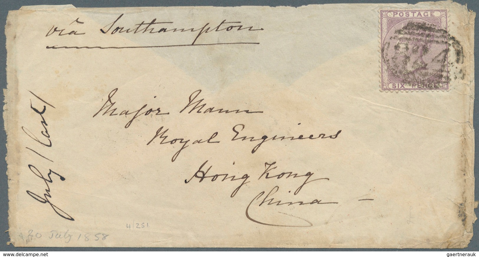 Hongkong - Besonderheiten: 1858/1948: Incoming Mail, Covers/stationery/ppc (12) Inc. 1858 Soldiers L - Autres & Non Classés