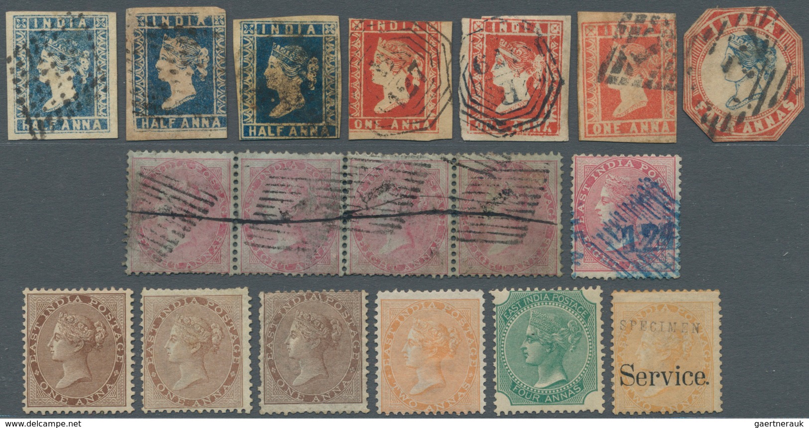 Indien: 1854-1900 Ca.: Accumulation Of Several Hundred Stamps Of Queen Victoria Issues Including Off - 1852 Provincia De Sind
