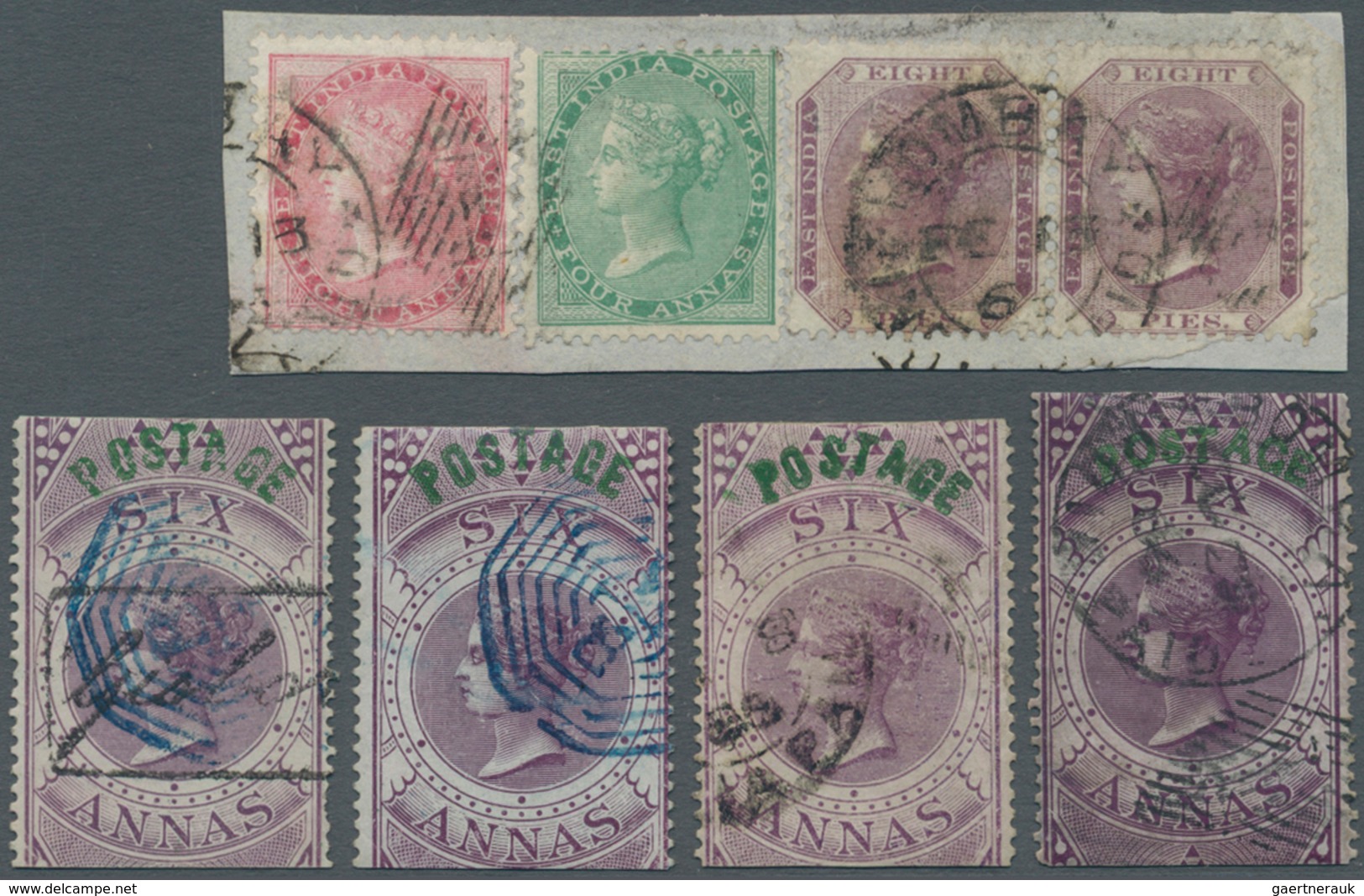 Indien: 1854-1900 Ca.: Accumulation Of Several Hundred Stamps Of Queen Victoria Issues Including Off - 1852 District De Scinde