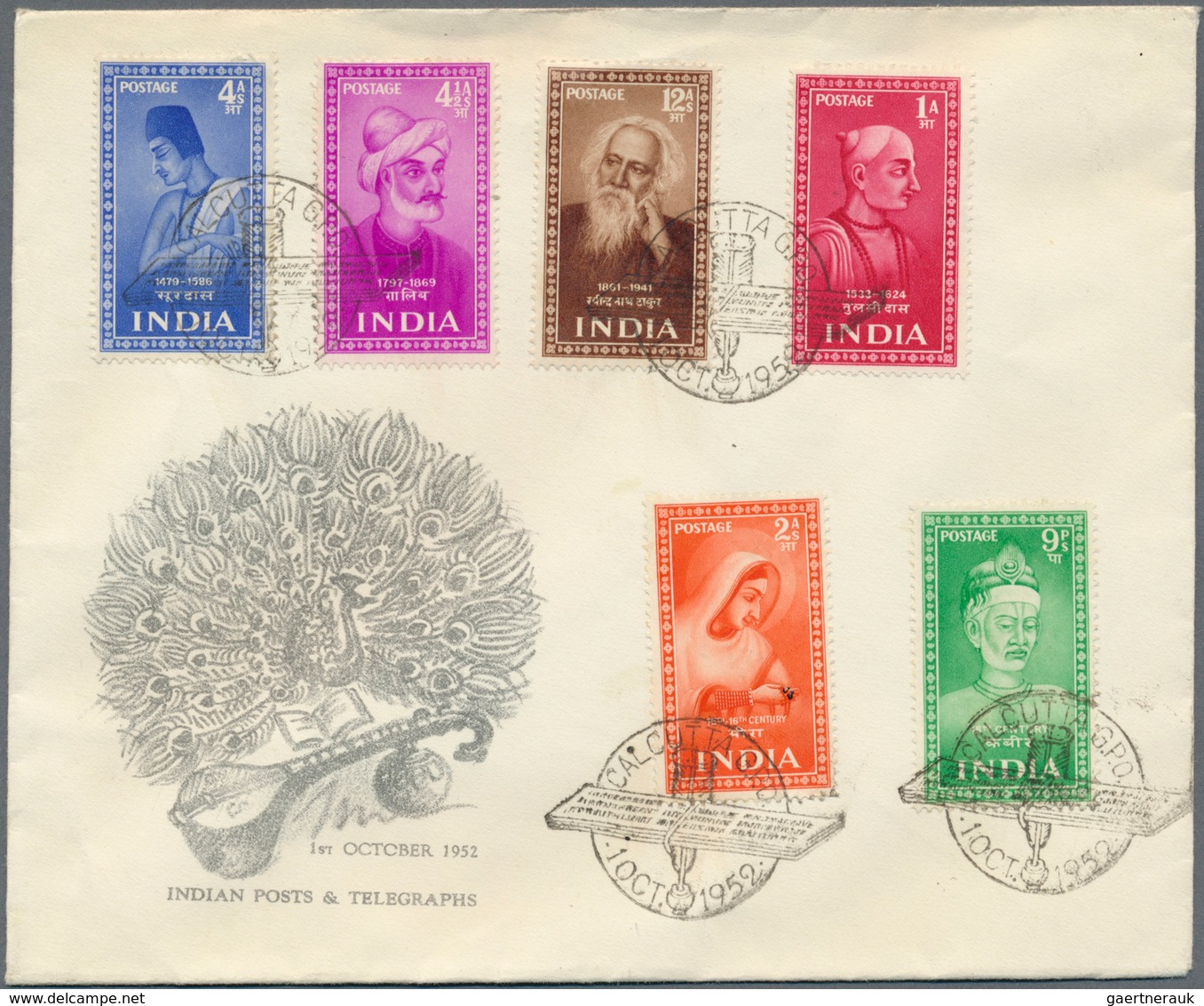 Indien: 1854-1960's: More than 1500 covers, postcards and postal stationery items in 4 albums and a