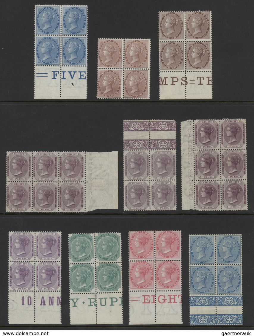 Indien: 1865-76 Collection Of 14 Queen Victoria East India Blocks Of Four And 2 Blocks Of Six (8p.), - 1852 District De Scinde