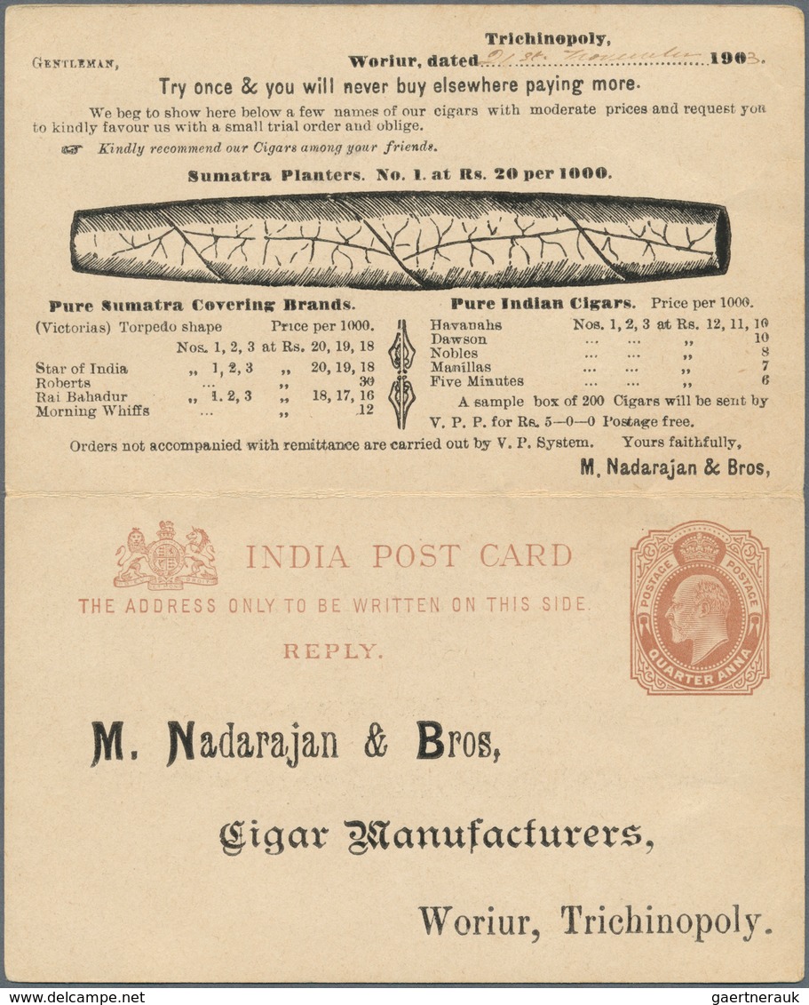 Indien: 1880's-1946: Hundreds Of Postal Stationery Items, Covers And Postcards From British India (i - 1852 District De Scinde