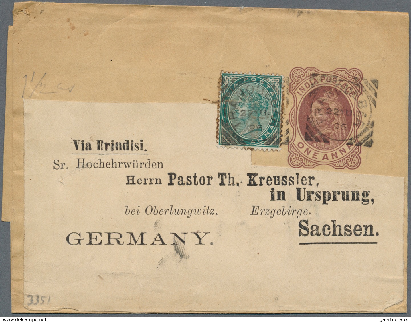 Indien: 1886-1911 Formerly DANISH POSSESSION TRANQUEBAR: Seven Postal Stationery Items Used From The - 1852 District De Scinde