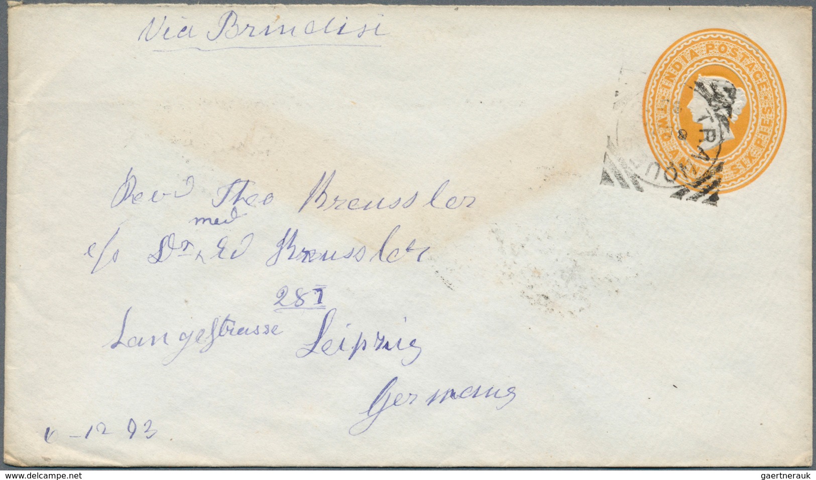 Indien: 1886-1911 Formerly DANISH POSSESSION TRANQUEBAR: Seven Postal Stationery Items Used From The - 1852 District De Scinde