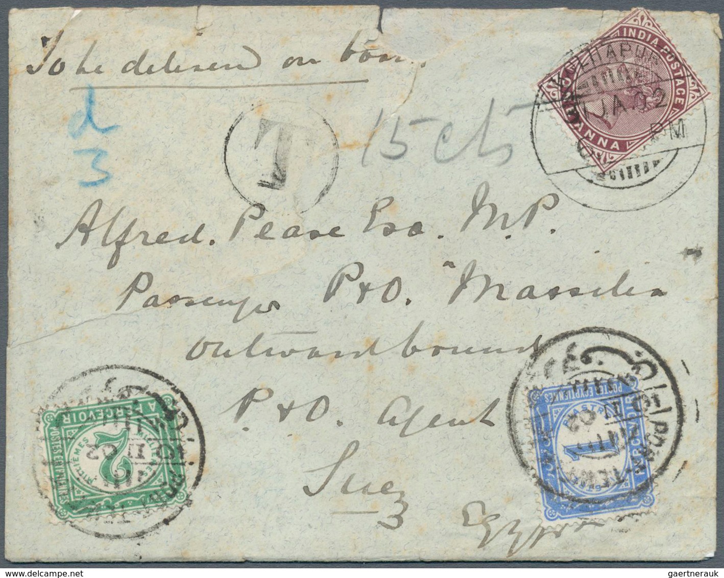 Indien: 1895-1952 Destination EGYPT: Group Of 46 Covers And Postal Stationery Items From India To Eg - 1852 Provincia De Sind