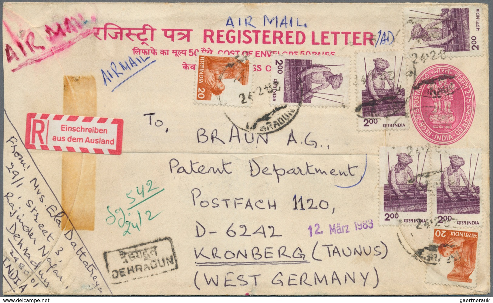 Indien: 1948-1980's: More Than 500 Covers, Postcards And Postal Stationery Items, Most Of Them Used, - 1852 Provincia De Sind