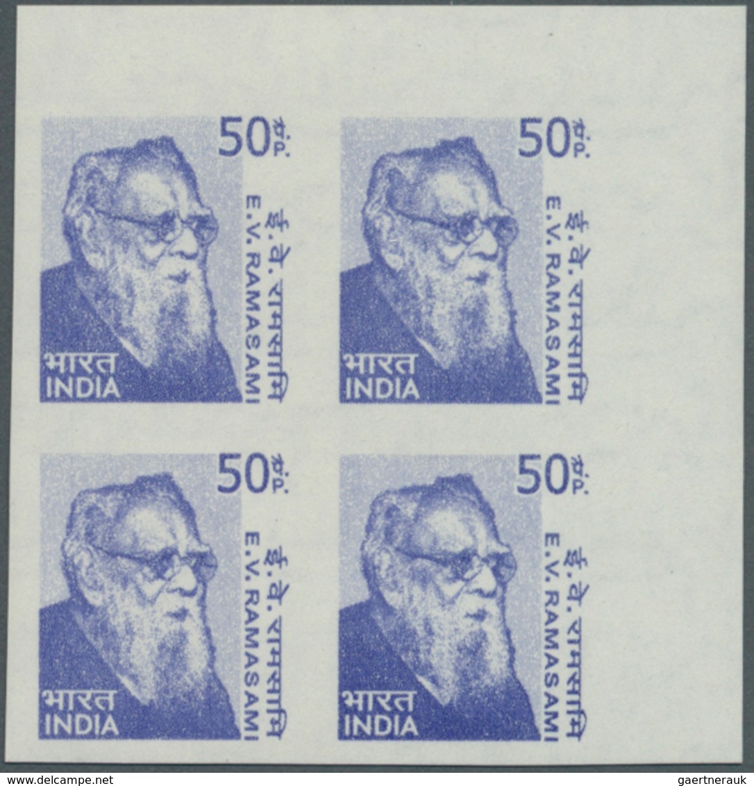 Indien: 2008/2009 (ca.), Definitives "Famous Persons", Lot Of Eight Imperforate Blocks Of Four, Unmo - 1852 District De Scinde