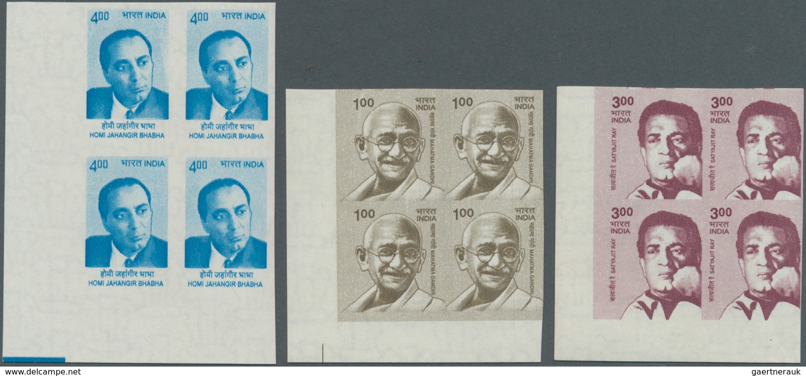Indien: 2008/2009 (ca.), Definitives "Famous Persons", Lot Of Eight Imperforate Blocks Of Four, Unmo - 1852 Provincia De Sind