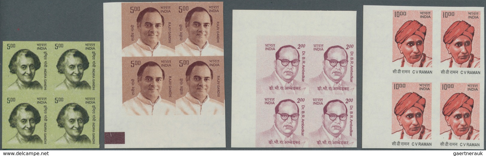 Indien: 2008/2009 (ca.), Definitives "Famous Persons", Lot Of Eight Imperforate Blocks Of Four, Unmo - 1852 Provincia De Sind