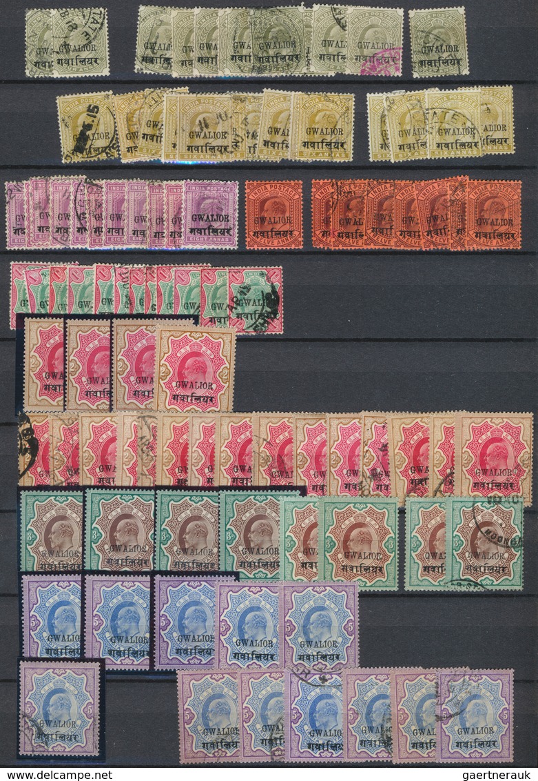 Indien - Konventionalstaaten: GWALIOR 1885-1949: Mint And Used Collection Plus Duplication Of Hundre - Autres & Non Classés