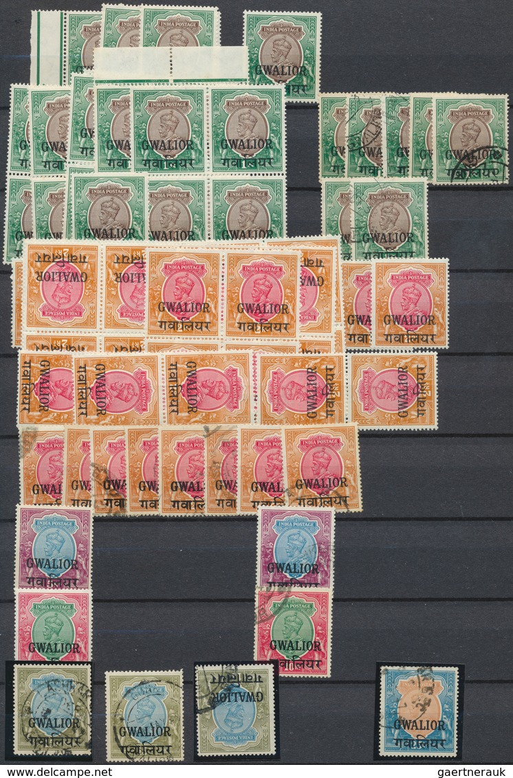 Indien - Konventionalstaaten: GWALIOR 1885-1949: Mint And Used Collection Plus Duplication Of Hundre - Otros & Sin Clasificación