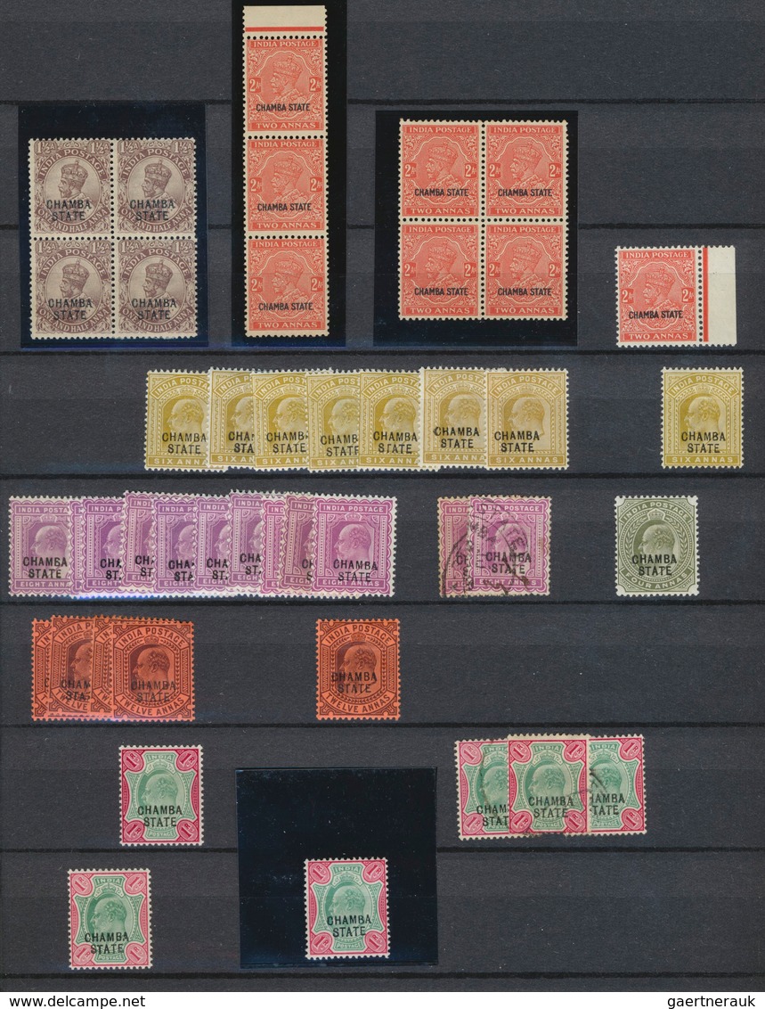 Indien - Konventionalstaaten: CHAMBA 1887-1947: Mint And Used Collection Plus Duplication In Two Bul - Autres & Non Classés