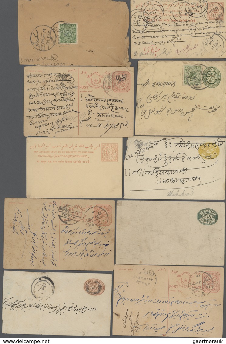 Indien - Feudalstaaten: HYDERABAD 1870's-1930's ca.: More than 50 covers, postcards and postal stati