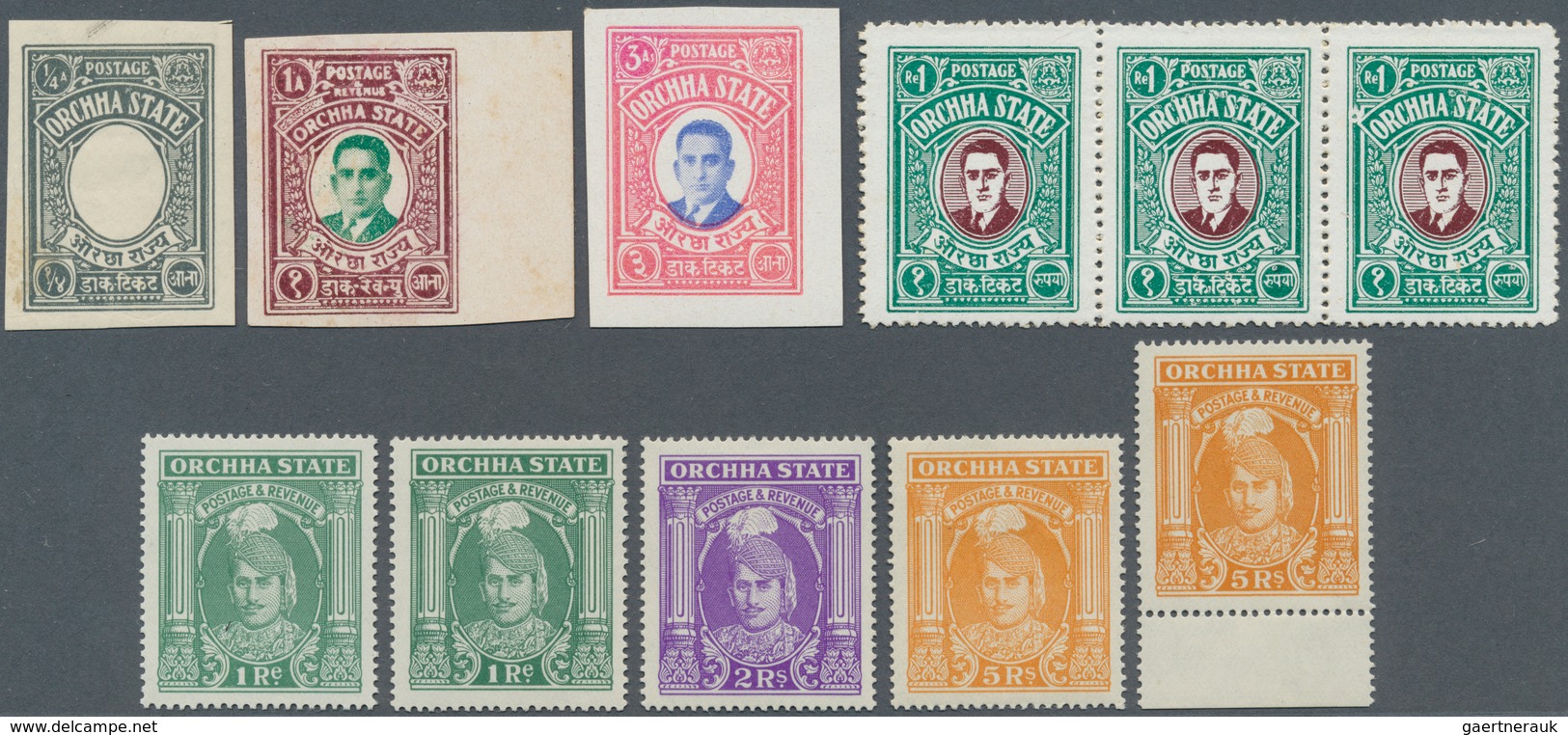 Indien - Feudalstaaten: ORCHHA 1935-42: Hundreds Of Mint Stamps Of Maharaja Vir Singh II. Issues, 19 - Autres & Non Classés