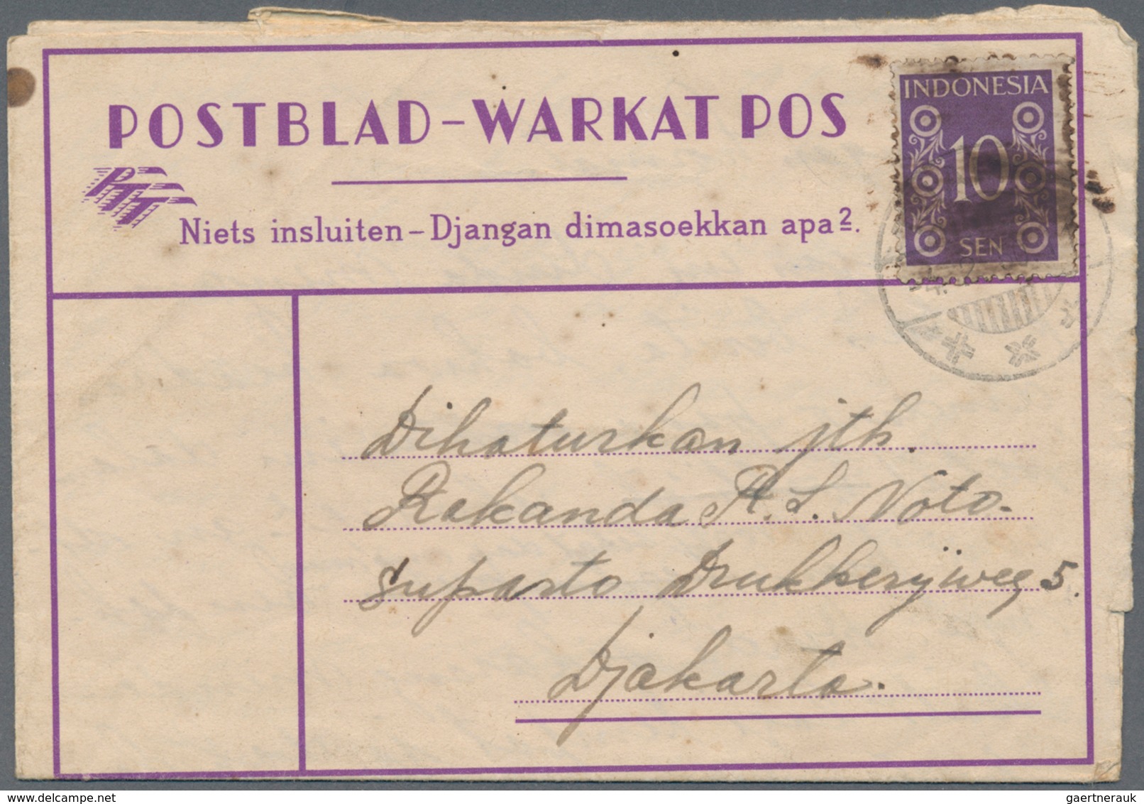 Indonesien: 1949/97 (ca.), Stationery Envelopes (warkat Pos / Postblad) Specialized Stock: 10 S. (mi - Indonésie