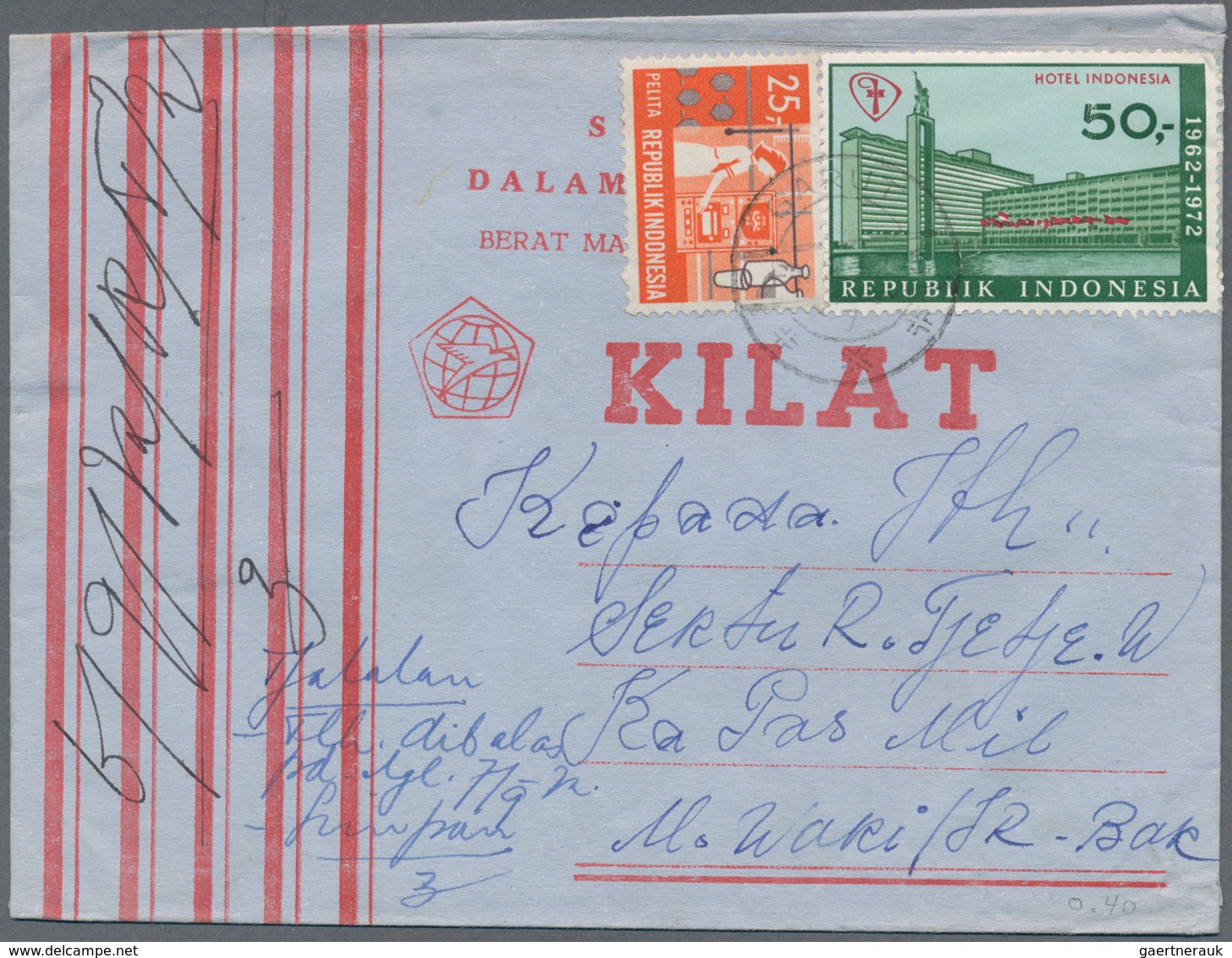 Indonesien: 1949/97 (ca.), stationery envelopes (warkat pos / postblad) specialized stock: 10 S. (mi