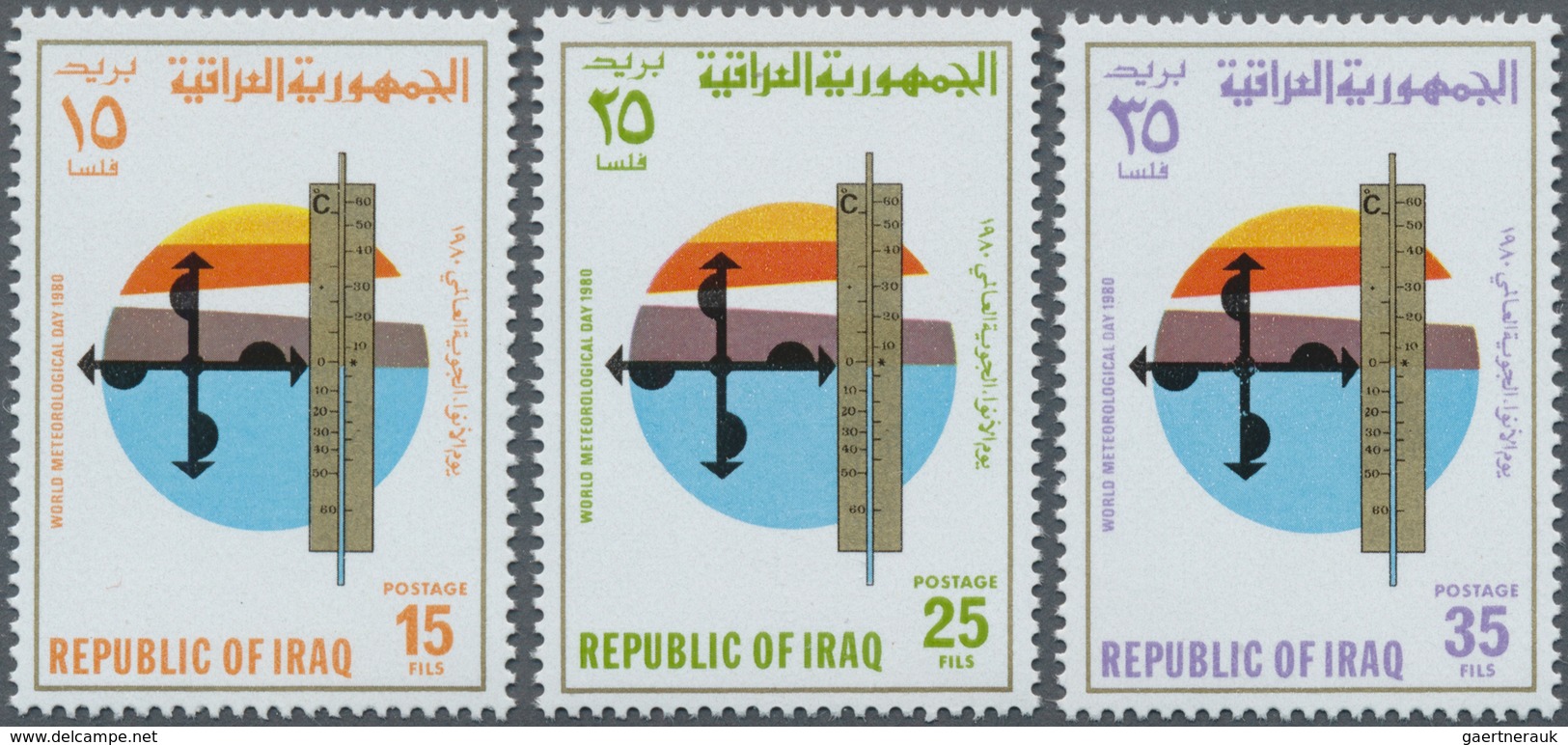 Irak: 1980, World Meteorological Day Complete Set Of Three In A Lot With About 450 Sets Mostly In Co - Iraq