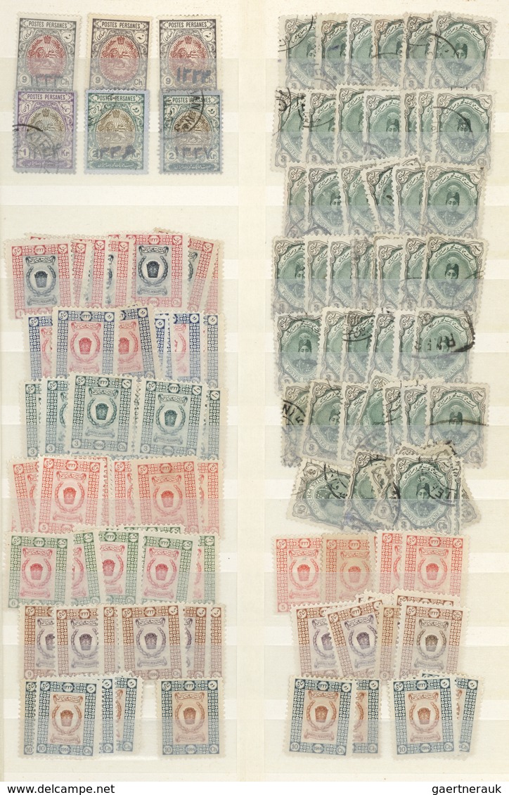 Iran: 1876/1935, comprehensive used and mint accumulation in a stockbook, partly stuffed very densel