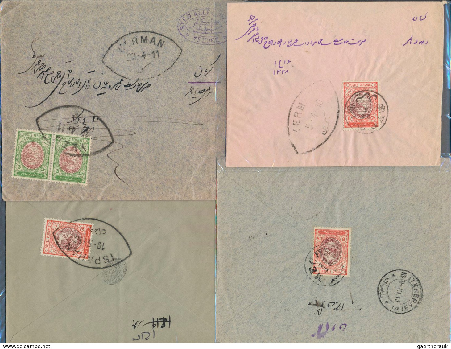 Iran: 1910-20 Ca., 13 Covers Franked With Coat-of-arms Issue, Different Postmarks And Destinations, - Irán
