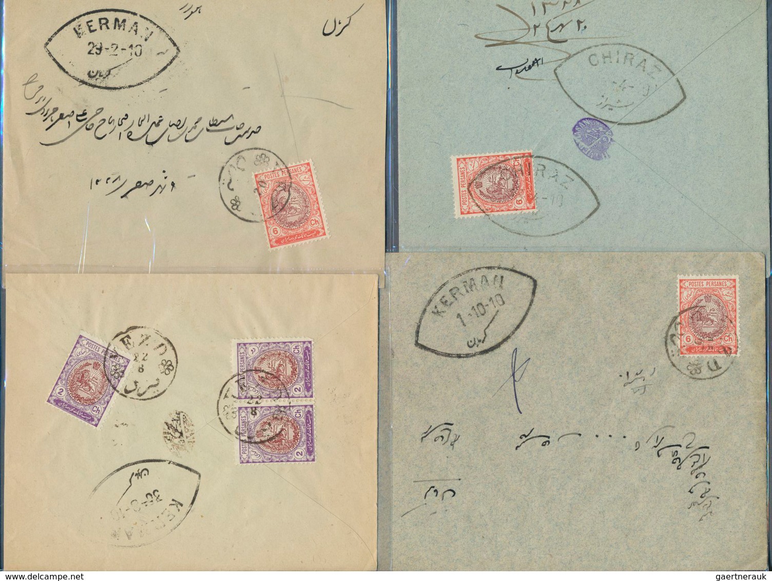 Iran: 1910-20 Ca., 13 Covers Franked With Coat-of-arms Issue, Different Postmarks And Destinations, - Iran