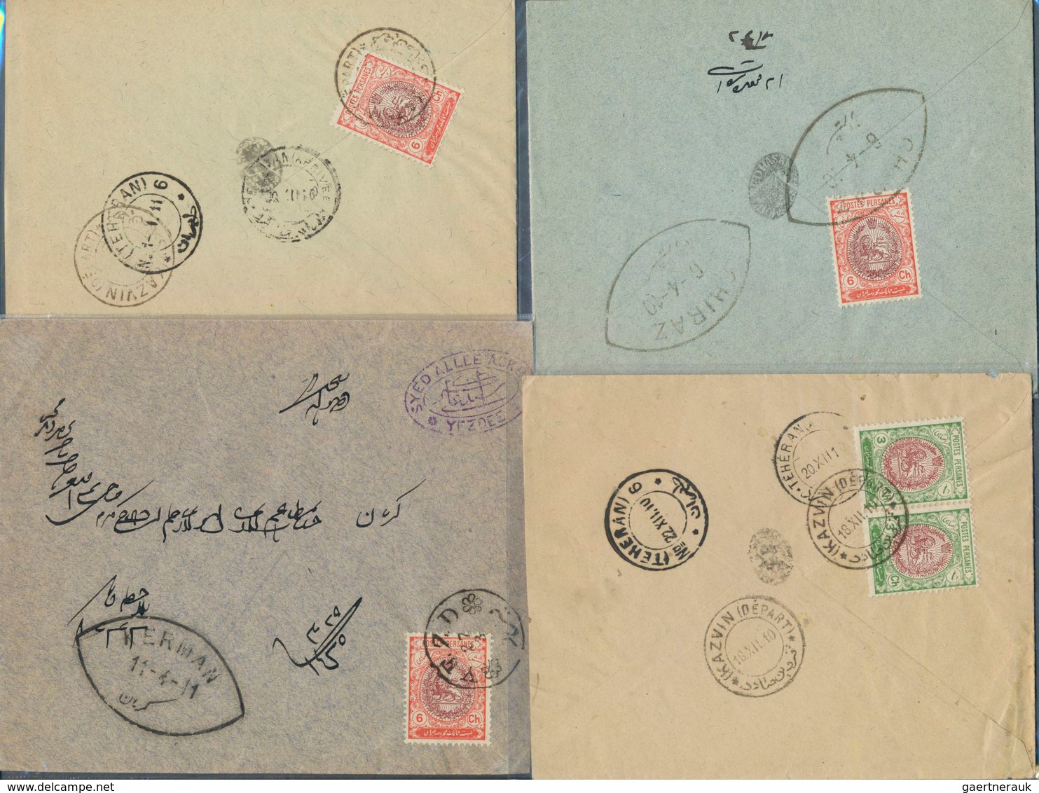 Iran: 1910-20 Ca., 13 Covers Franked With Coat-of-arms Issue, Different Postmarks And Destinations, - Irán