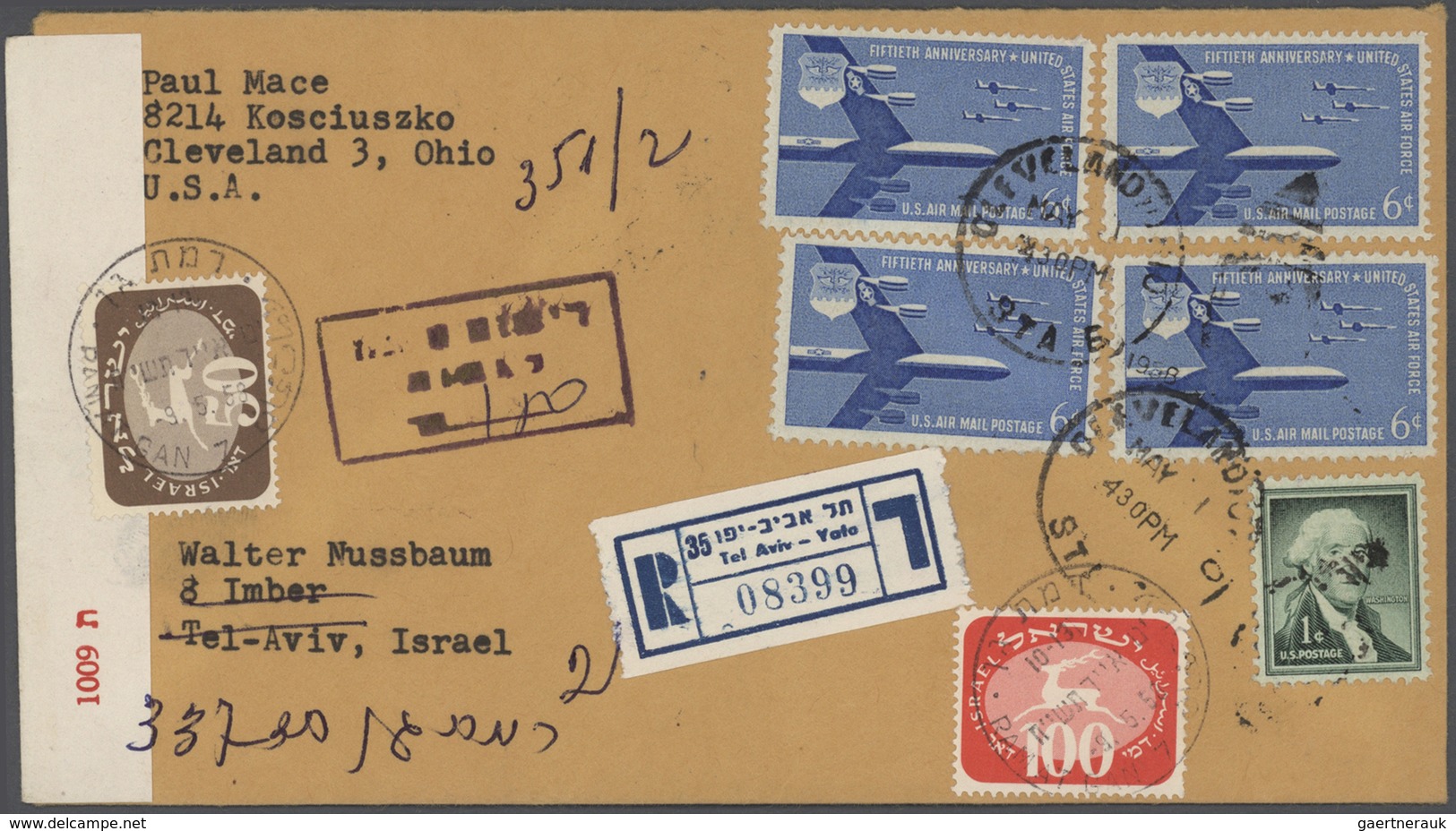 Israel: 1948/1962, accumulation of apprx. 580 covers, comprising a nice range of attractive franking