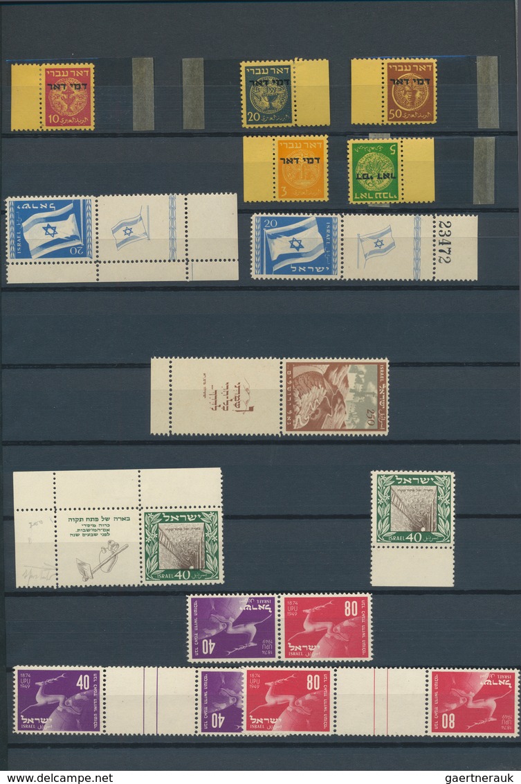 Israel: 1948-60, Collection In Album With Most Full Tab Stamps And Sets, Good Part Early Issues With - Covers & Documents