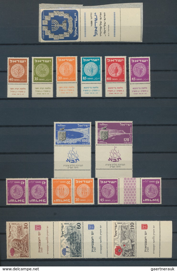 Israel: 1948-60, Collection In Album With Most Full Tab Stamps And Sets, Good Part Early Issues With - Cartas & Documentos