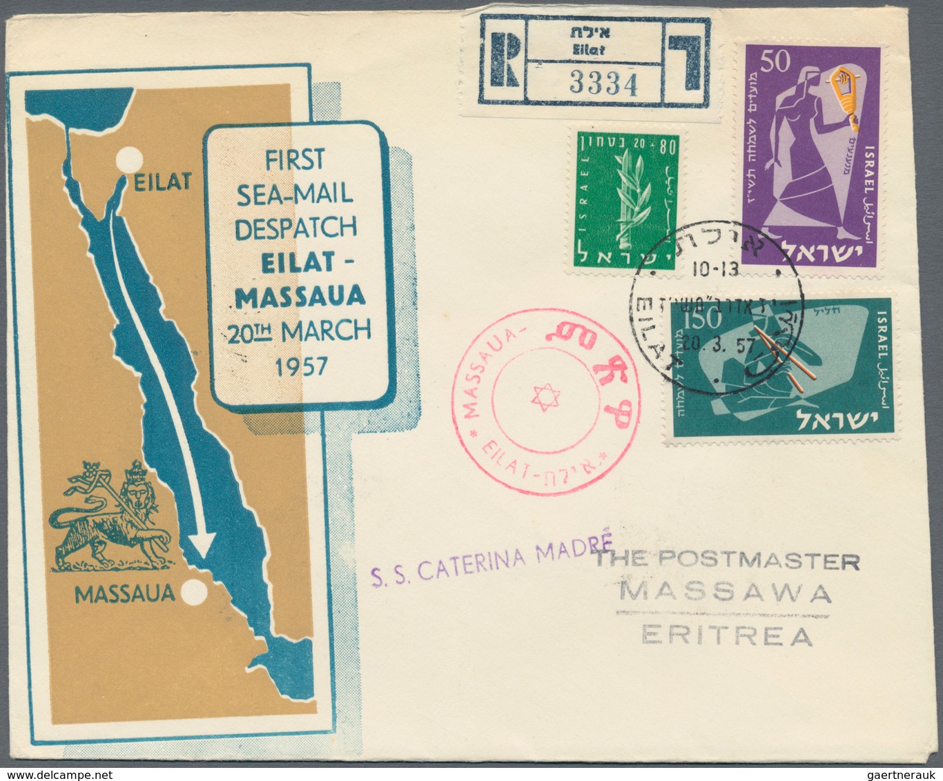 Israel: 1949/1970 (ca.), SHIP MAIL/NAVAL SLOGAN POSTMARKS/PAQUEBOT/CACHETED ENVELOPES/PICTORIAL STAT