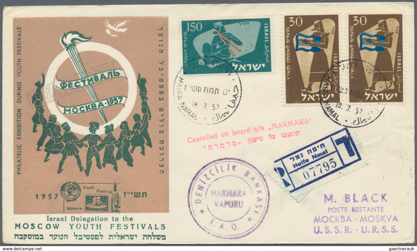 Israel: 1949/1970 (ca.), SHIP MAIL/NAVAL SLOGAN POSTMARKS/PAQUEBOT/CACHETED ENVELOPES/PICTORIAL STAT