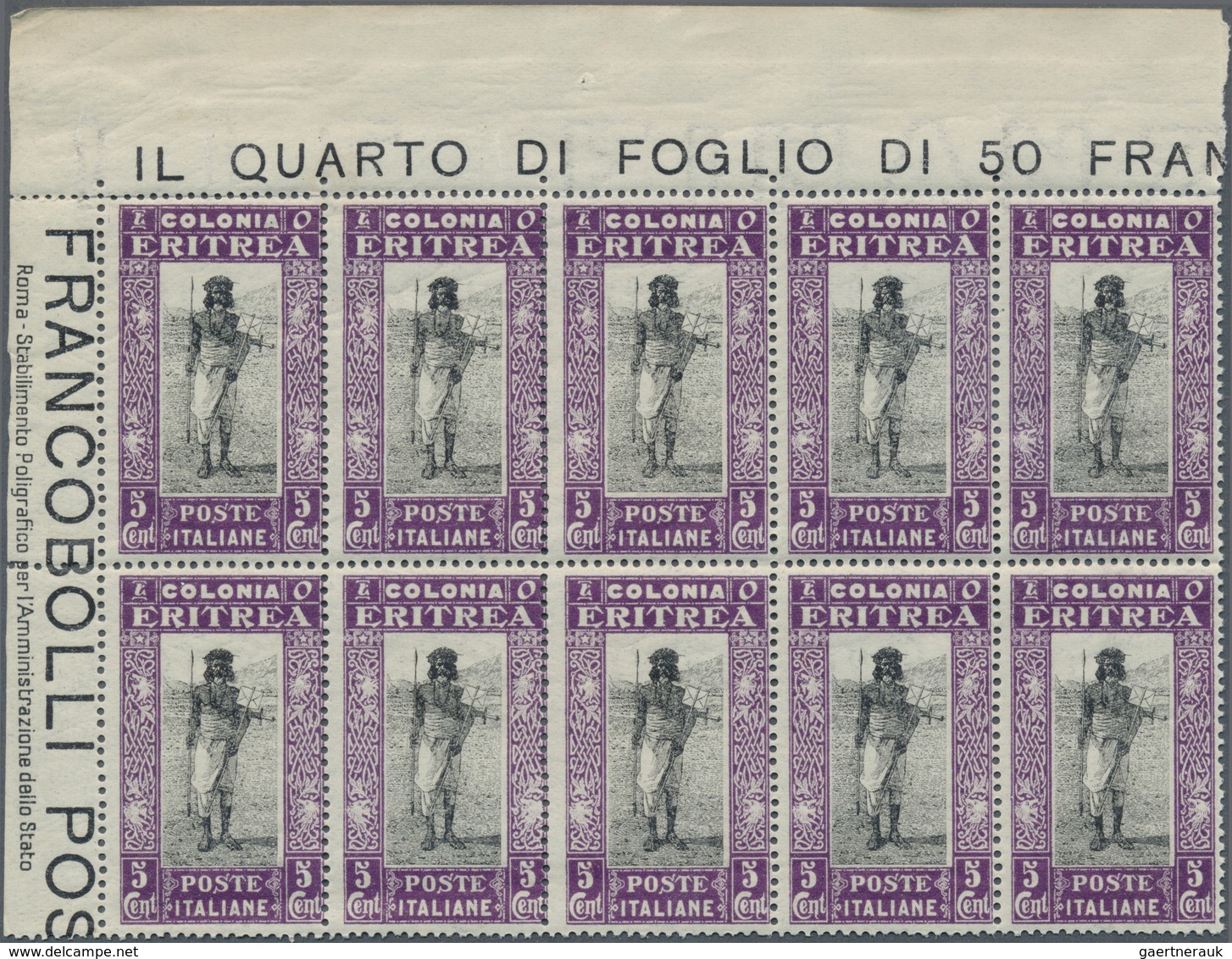 Italienisch-Eritrea: 1930, Postman 5c. Violet/black In A Lot With About 720 Stamps Mostly In Large B - Erythrée