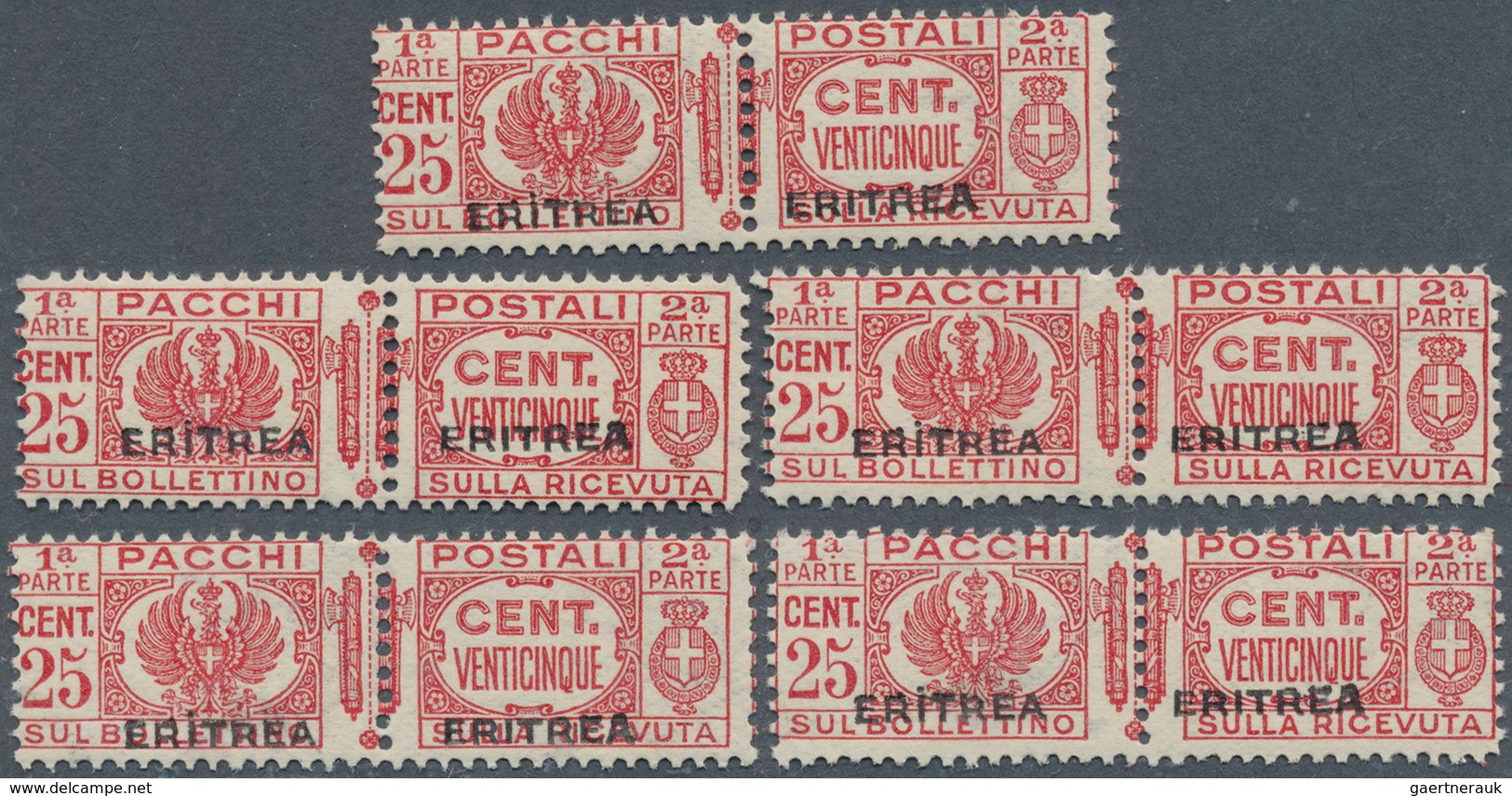Italienisch-Eritrea - Paketmarken: 1935, Italy Parcel Stamp 25c. Carmine-rose With Black Opt. 'ERITR - Autres & Non Classés