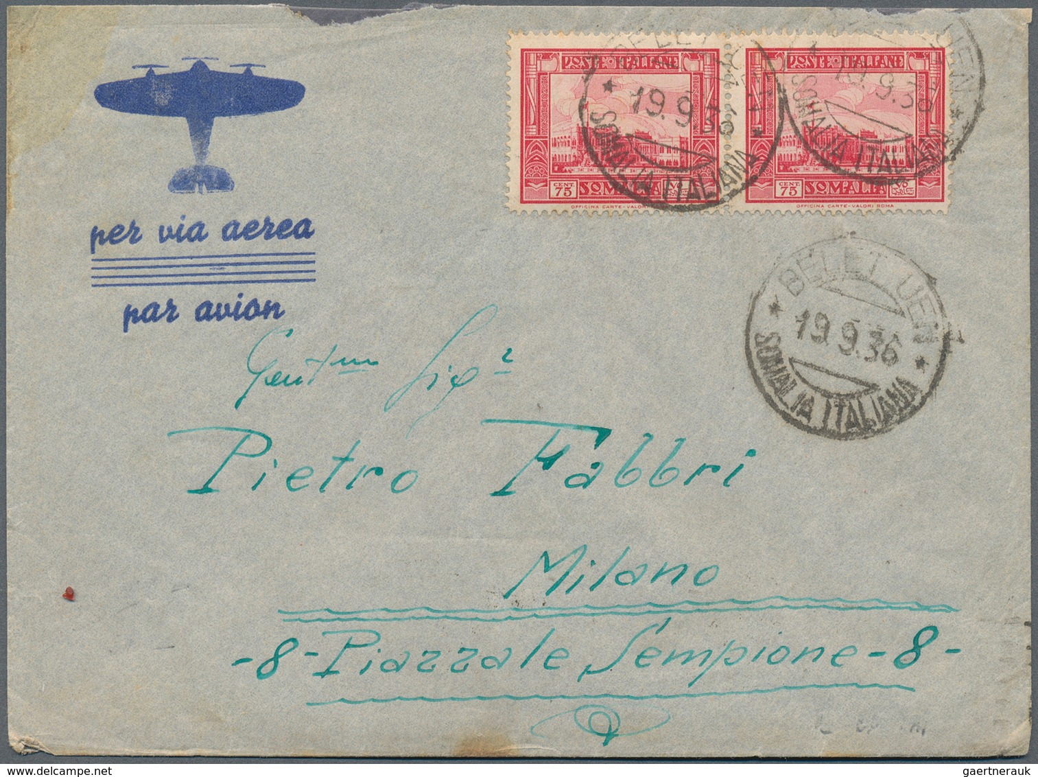 Italienisch-Somaliland: 1925 From, Lot With 17 Covers/cards, Comprising Airmail Covers, A Franked Re - Somalia