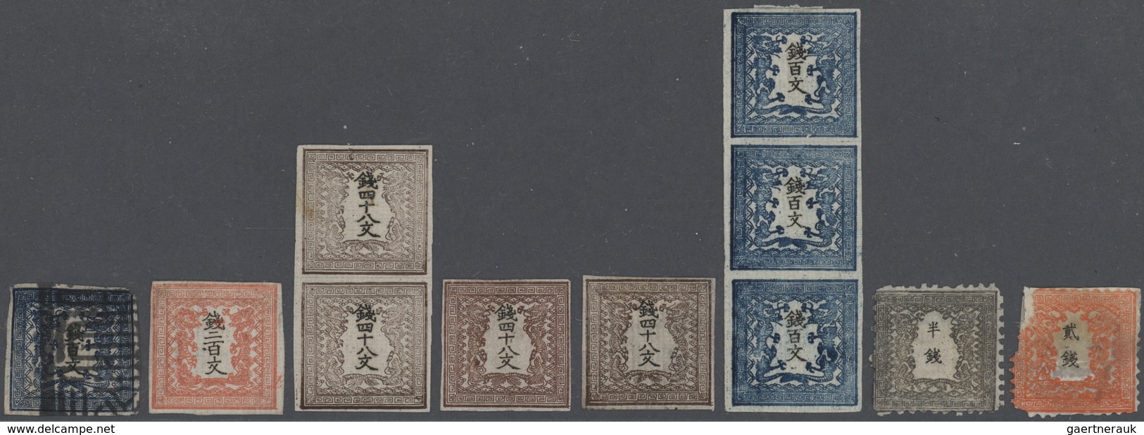 Japan: 1871/76, Dragons And Cherry Blossoms Collection In Large Stockbook Inc. Mostly Mint Stationer - Oblitérés