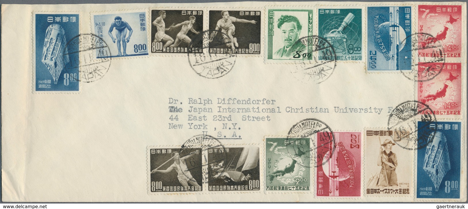 Japan: 1930/65, Covers (28), Used Stationery/FDC (2) And On Piece (2) With Postmarks Of Imperial Hot - Usados