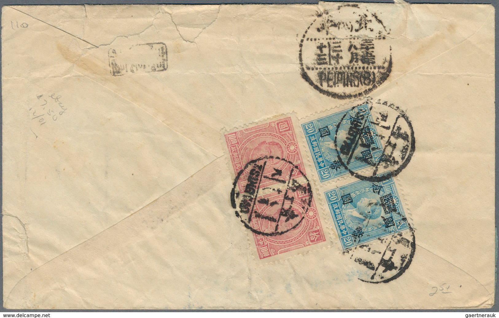 Japanische Post in China: 1914/22, I.J.P.O. Tsingtau: Tazawa 3 S. tied native style "Tsingtau 11.1.2
