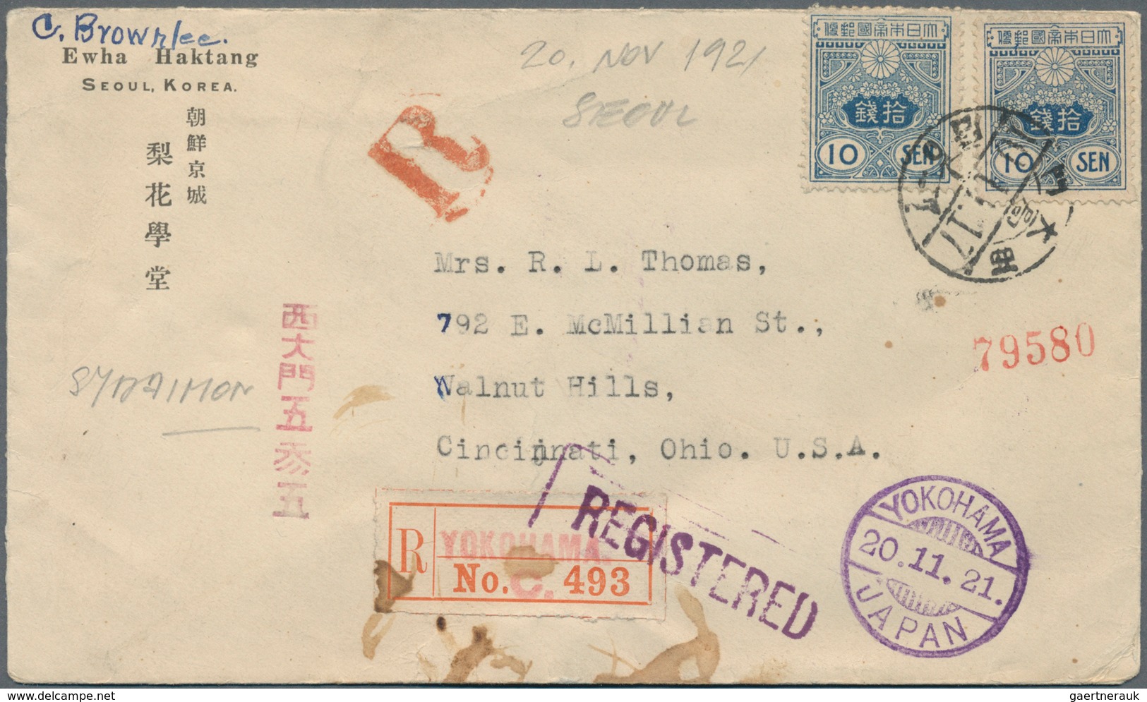 Japanische Post In Korea: 1914/26, Covers (4 Inc. One Registered) And Ppc Used "KEIJO" (4) Or "Saida - Franquicia Militar