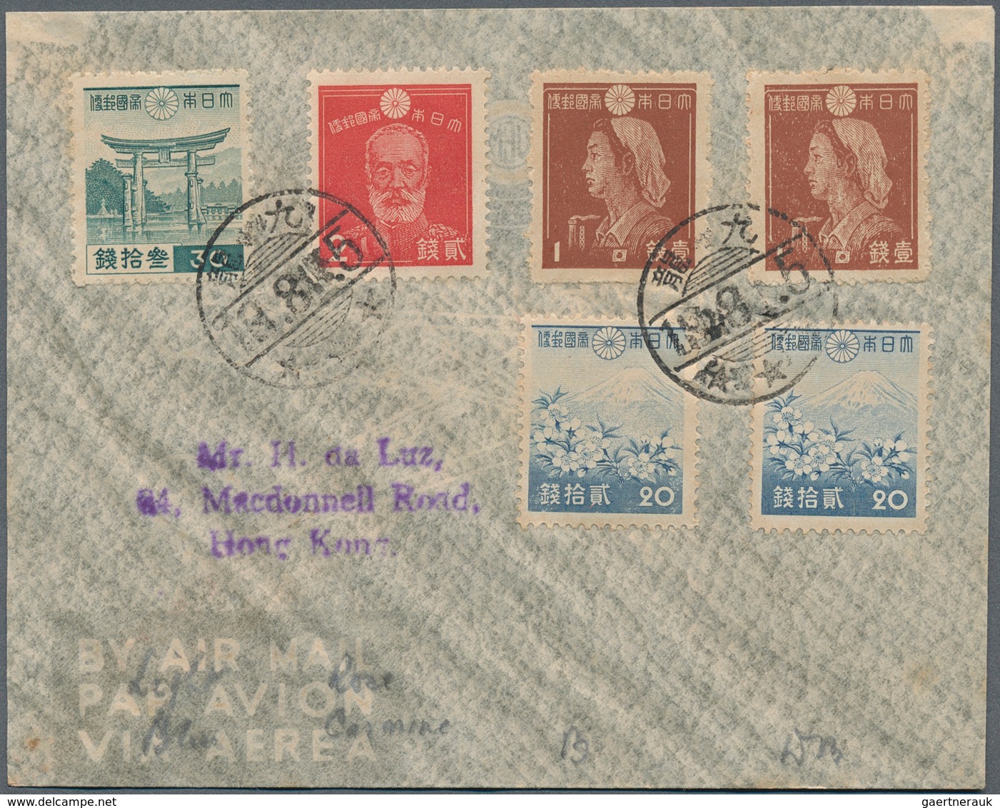 Japanische Besetzung  WK II - Hongkong: 1943/44, Four Da Luz Covers With Showa Frankings, One Cto "H - 1941-45 Occupation Japonaise